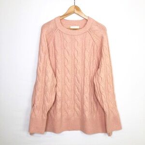 Aerie XL pink cable knit, crew neck pull over sweater